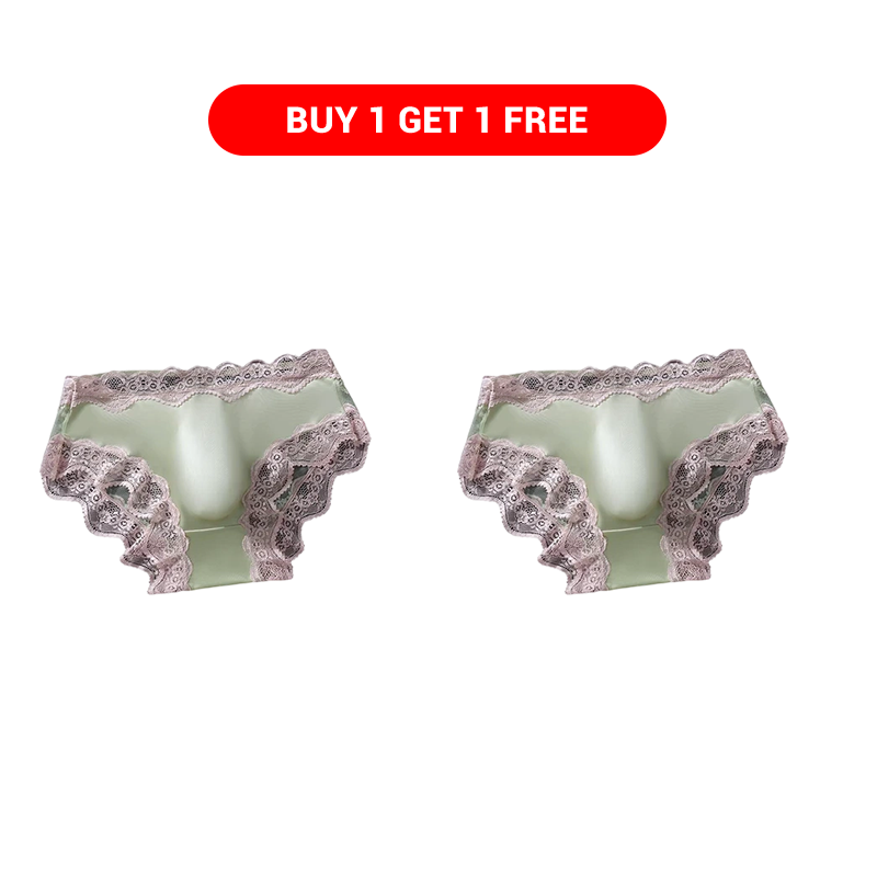 Men's sexy lace briefs with 3D breathable pouch