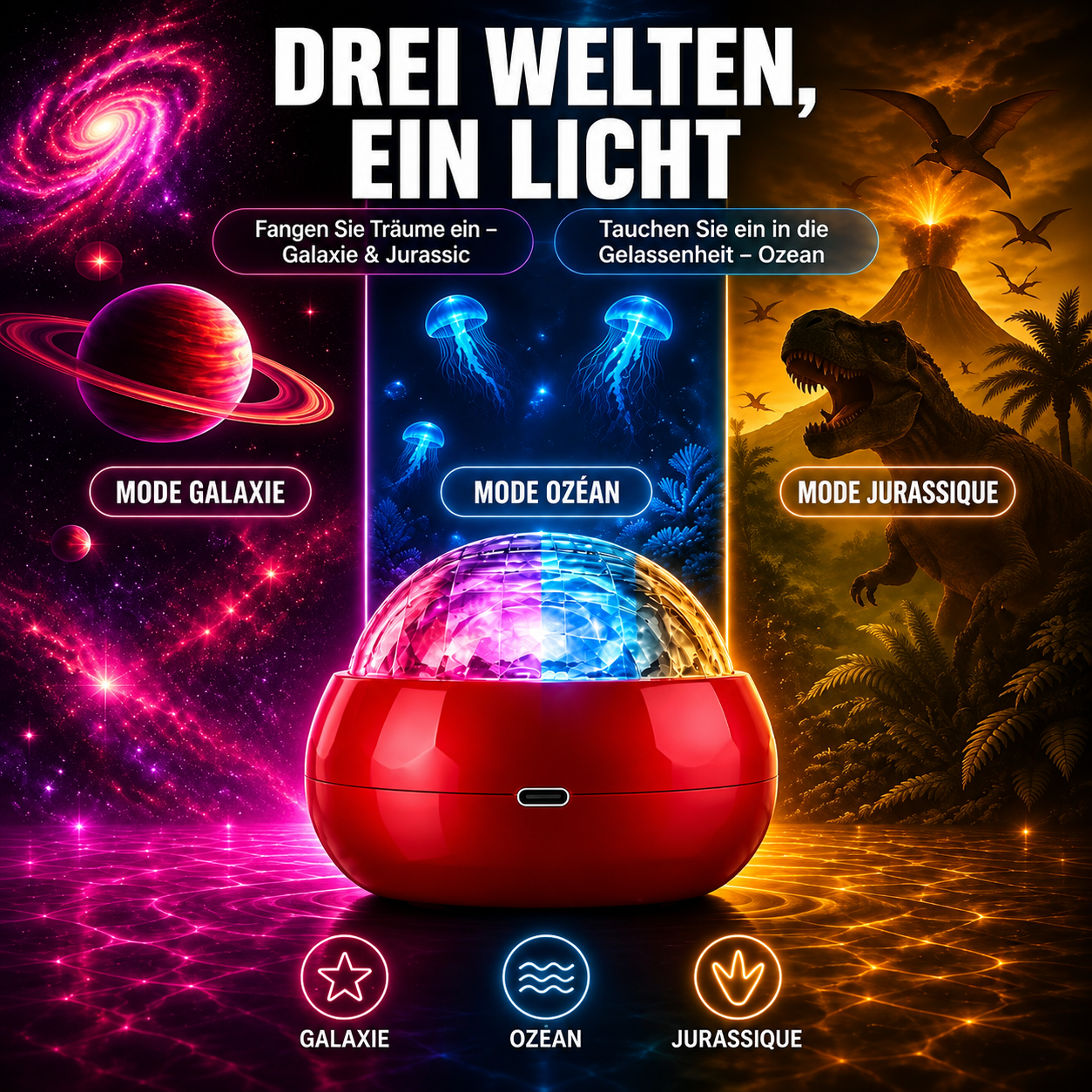🌌Ocean Dinosaur Projector Lamp – Popular with over 100,000 users