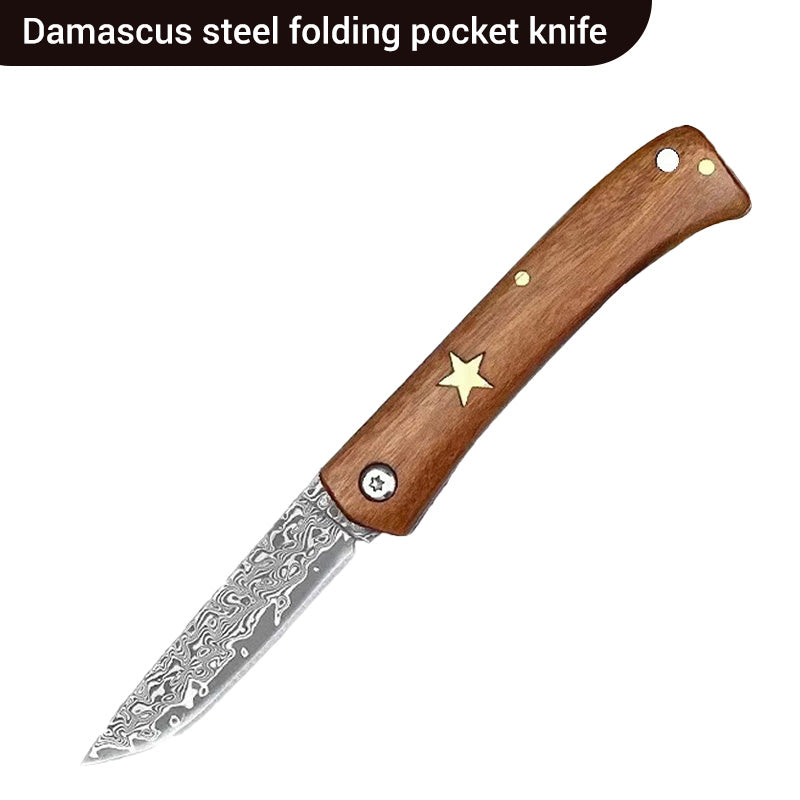 Multi-Functional Sharp Camping Damascus Folding Knife