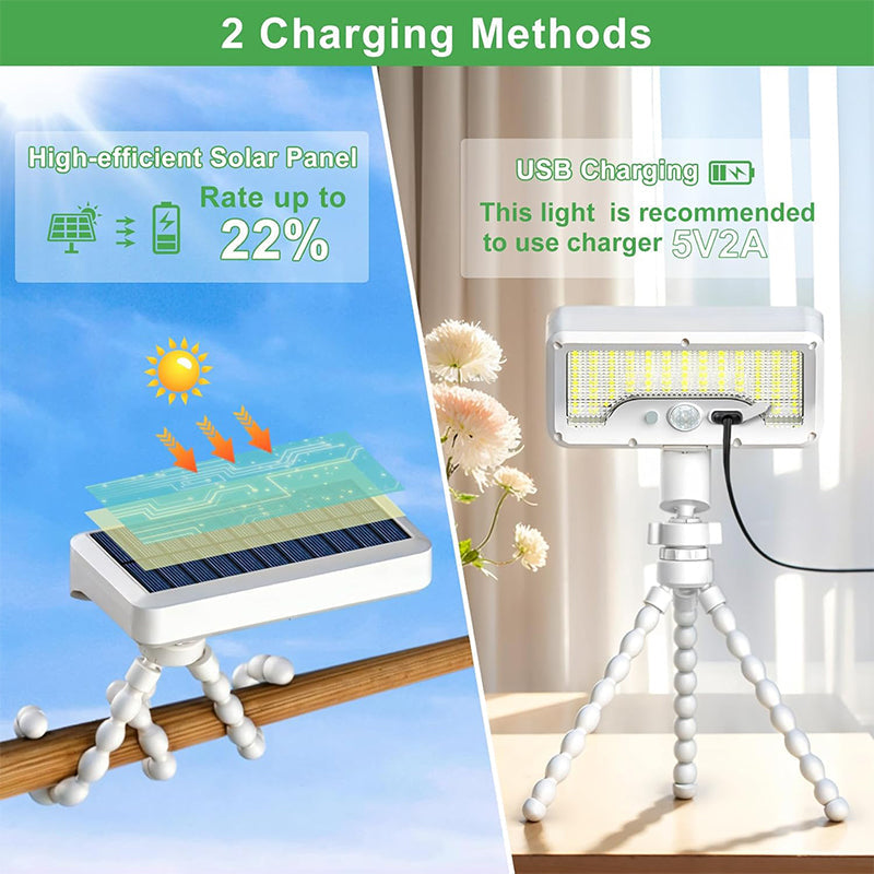 Removable Portable Dual Charging USB-C & Solar Sensor Light