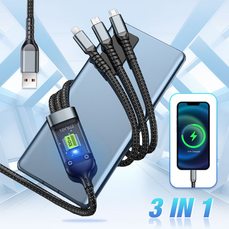 š„2025 Hot Saleš„Transparent Luminous 3-in-1 Super Fast Charging Cable