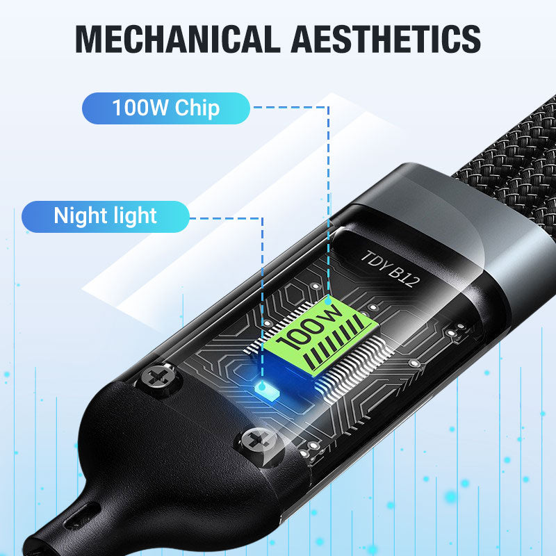 š„2025 Hot Saleš„Transparent Luminous 3-in-1 Super Fast Charging Cable