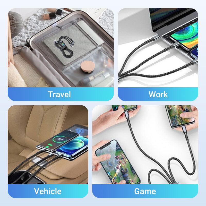 š„2025 Hot Saleš„Transparent Luminous 3-in-1 Super Fast Charging Cable
