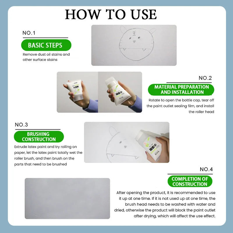 Graffiti cover wall renovation color change small rolling brush wall latex paint