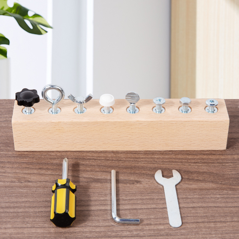 📢📢50% OFF !! ⏰Montessori Wooden Screw Driver Board Toy