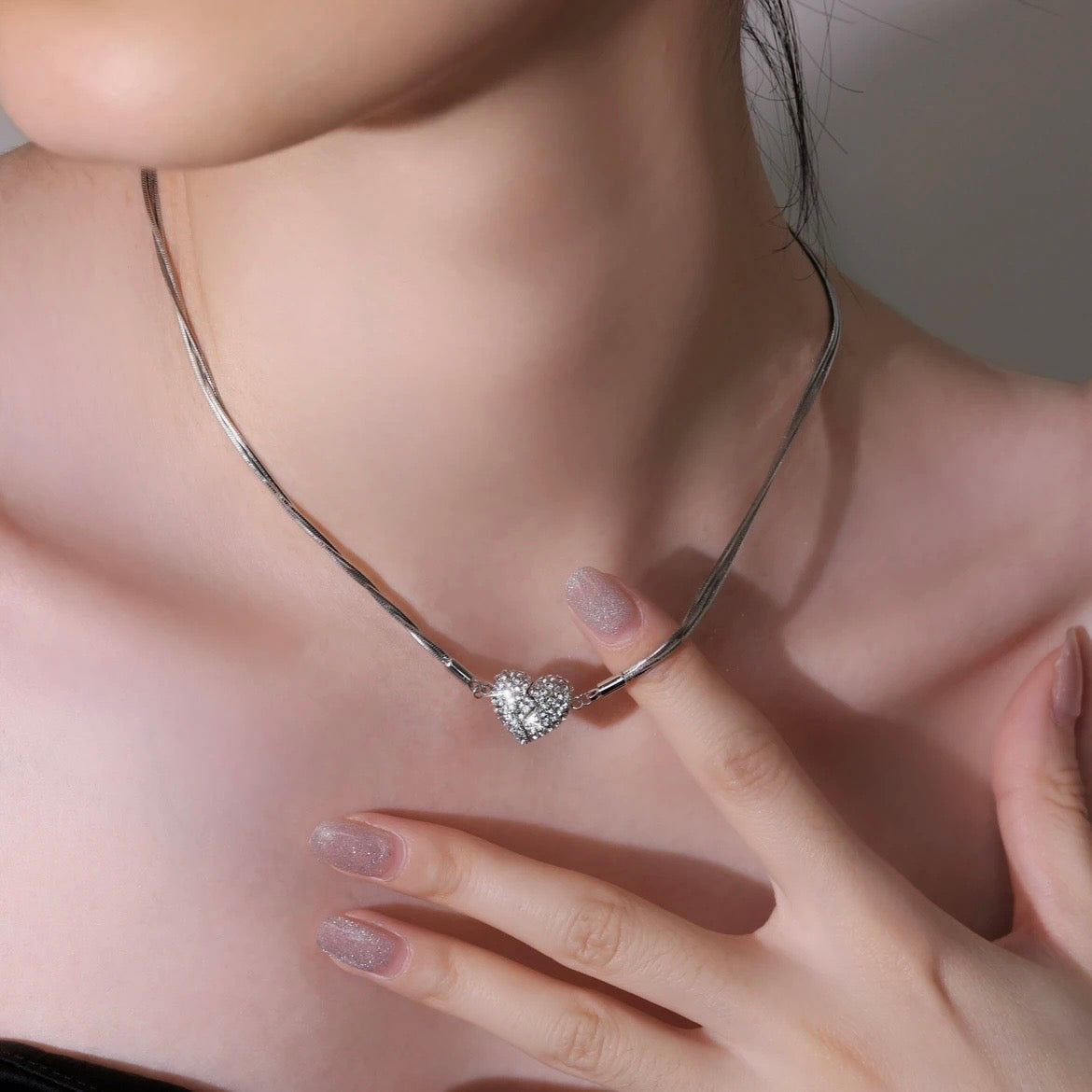 🎄Christmas Hot Sale Heart Diamond Necklace✨ (Buy 1 Get 1 Free)