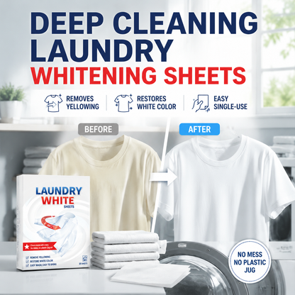 💥Deep Cleaning Laundry Whitening Sheets 🧺 Powerful Stain Remover Brightening Fabric Laundry Cleaning Sheets