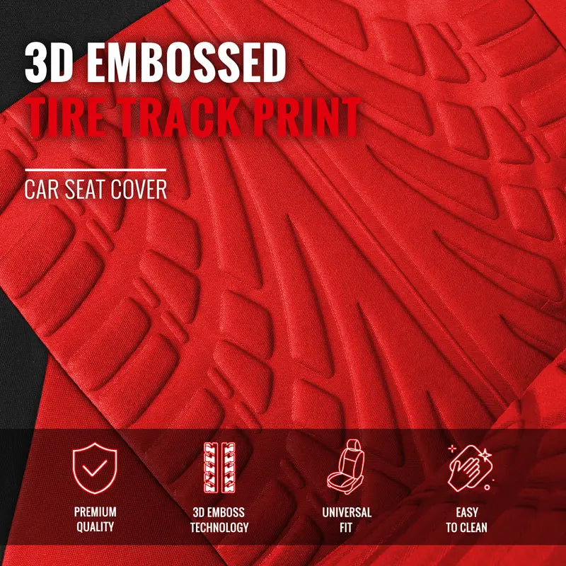 Car Seat Covers for 5 Seats Universal, Fabric Breathable Car Front & Rear Seat Protectors, Airbag Compatible, Full Protection, Fits Most Cars Trucks Vans SUVs, Red Gray Black Blue Seat Covers