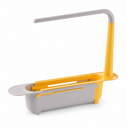 2-in-1 Sink Organizer Rack – Expandable Sponge Holder & Kitchen Towel Drying Bar