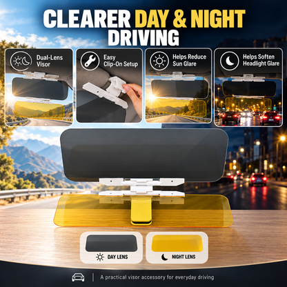 🚗 Drive Safer Day & Night 🌙 Universal HD Anti-Glare Car Visor ✨