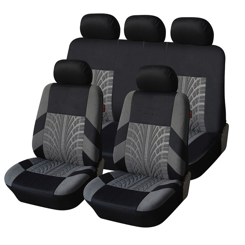 Car Seat Covers for 5 Seats Universal, Fabric Breathable Car Front & Rear Seat Protectors, Airbag Compatible, Full Protection, Fits Most Cars Trucks Vans SUVs, Red Gray Black Blue Seat Covers