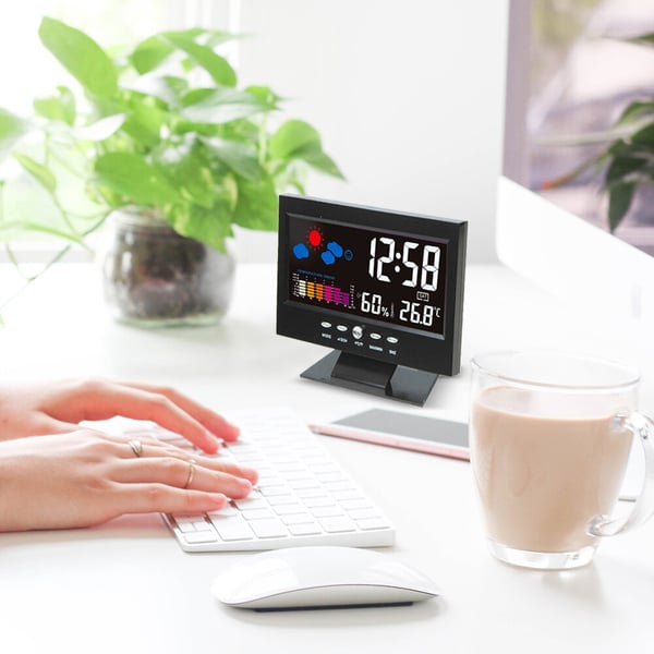 🔥Sale 44%🔥Digital LED Temperature Humidity Monitor Weather Forecast LED Table Alarm Clock