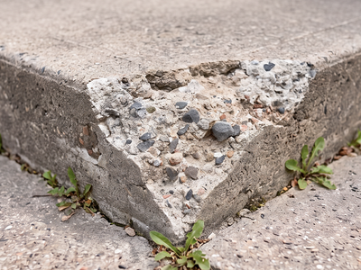 Chipped concrete edge before repair