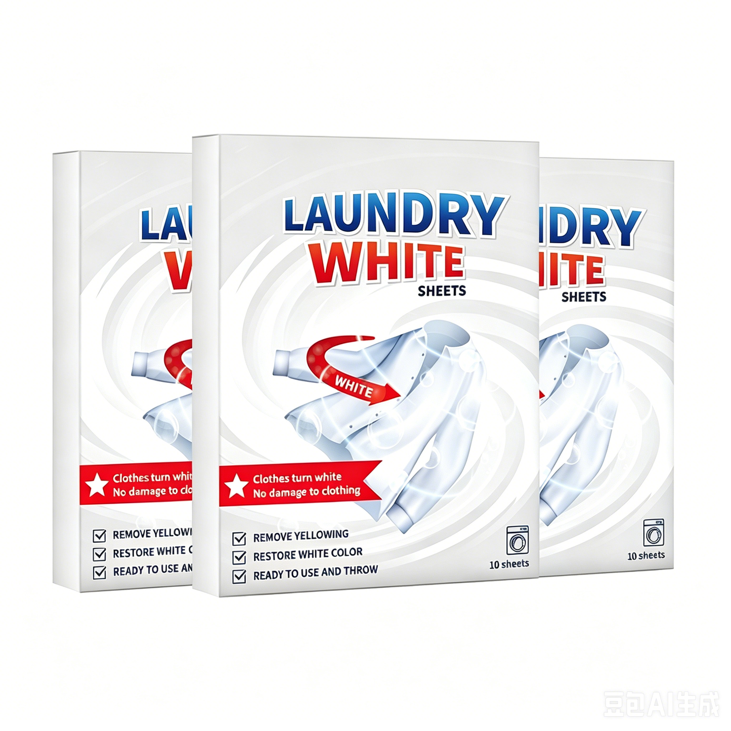 💥Deep Cleaning Laundry Whitening Sheets 🧺 Powerful Stain Remover Brightening Fabric Laundry Cleaning Sheets
