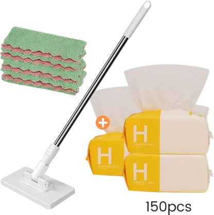 Extendable Telescopic Disposable Flat Clip Mop, 360° Swivel Lightweight Floor Mop