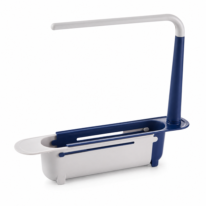 2-in-1 Sink Organizer Rack – Expandable Sponge Holder & Kitchen Towel Drying Bar