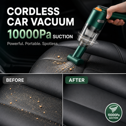 Cordless Car Vacuum – 10000Pa Suction & 4000mAh Battery