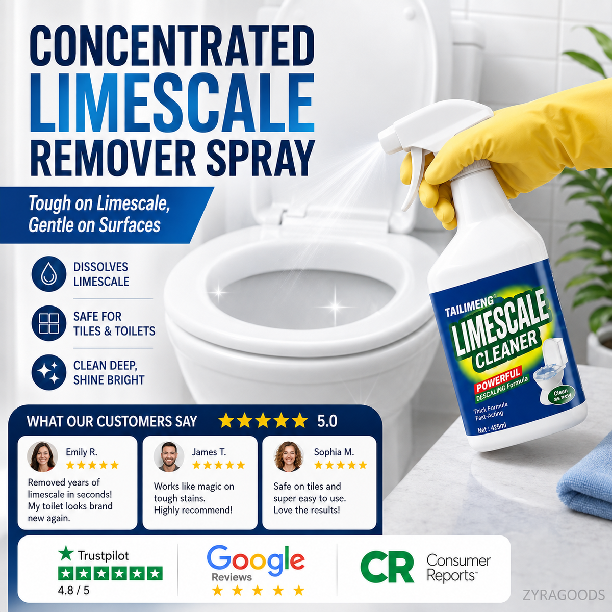 Multi-Function Bathroom Limescale Cleaning Spray