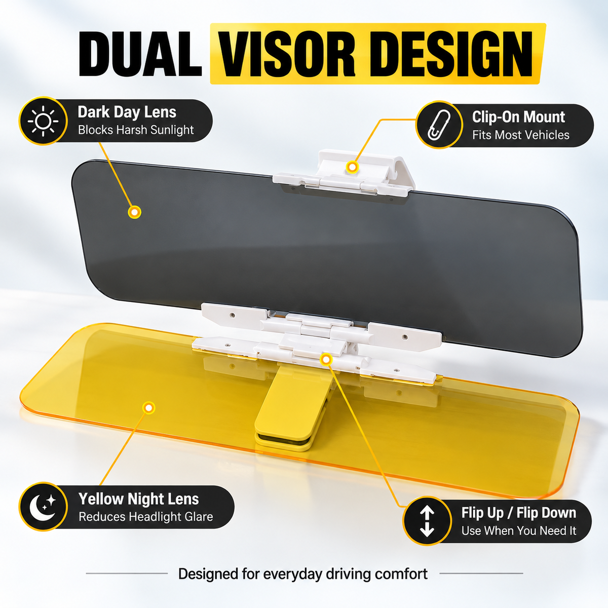 🚗 Drive Safer Day & Night 🌙 Universal HD Anti-Glare Car Visor ✨