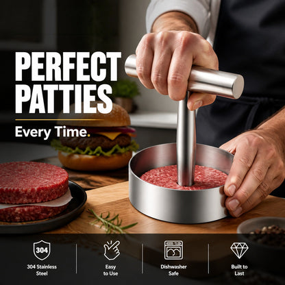 🥩Steak Press Round Patty Mold | Food‑Grade 304 Stainless Steel Burger Patty Maker