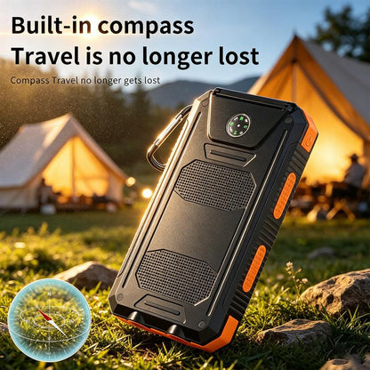 ⚡Portable Solar Power Bank, Solar Powered Charger with Dual LED Flashlights, Power Bank for Travel, Camping