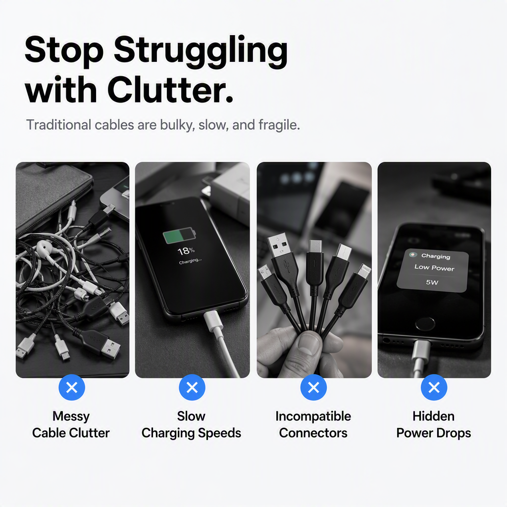 🔌 4-in-1 Charging Cable with Digital Display & Keychain – Fast-Charging, Kink-Resistant & Compact