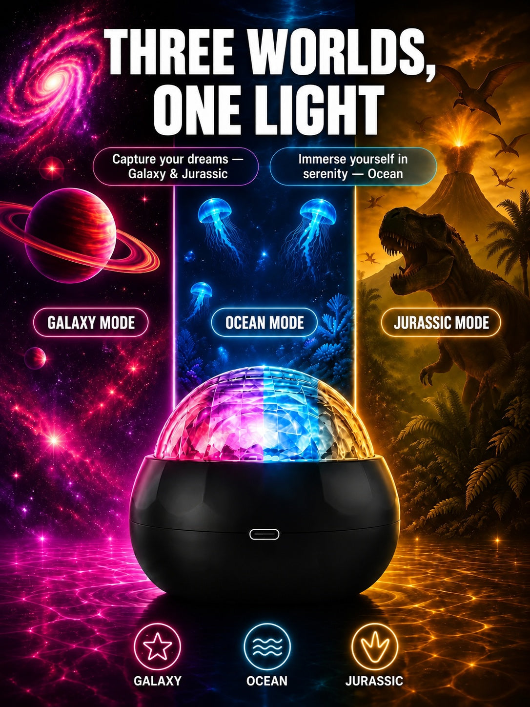 🌌Ocean Dinosaur Projector Lamp – Popular with over 100,000 users
