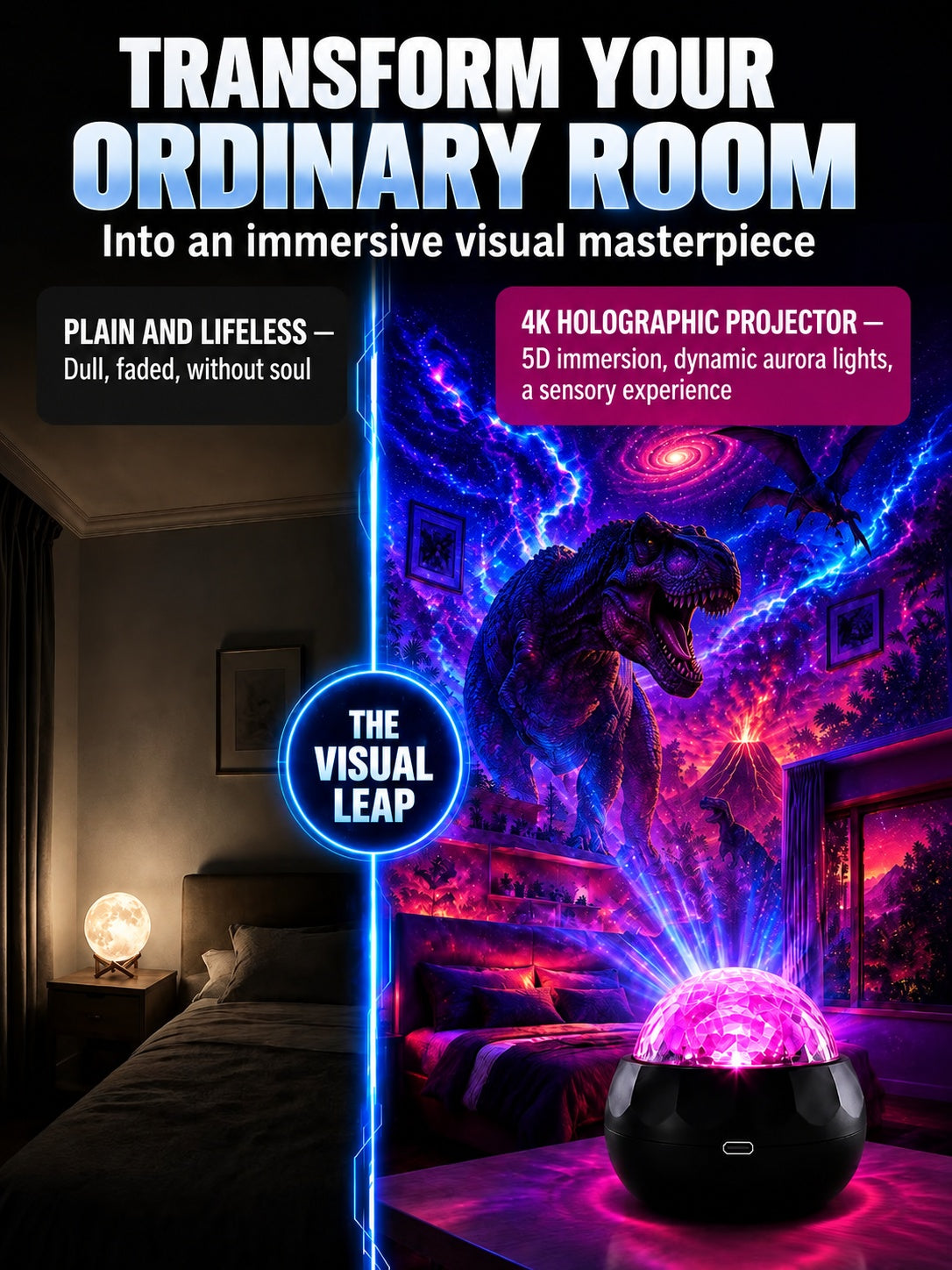 🌌Ocean Dinosaur Projector Lamp – Popular with over 100,000 users