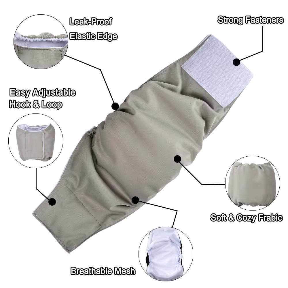 Washable Pet Diapers for Female Male Dogs, Reusable Doggy Diapers