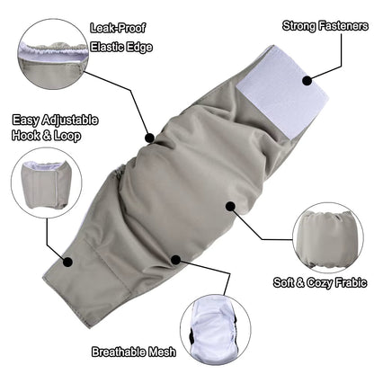 Washable Pet Diapers for Female Male Dogs, Reusable Doggy Diapers