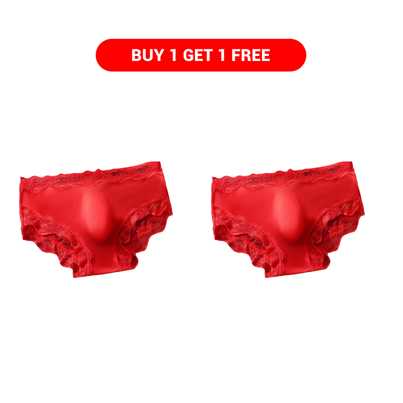 Men's sexy lace briefs with 3D breathable pouch