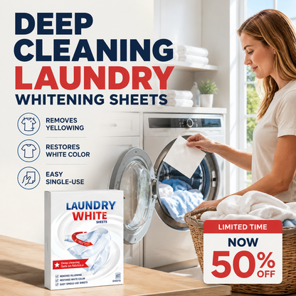 💥Deep Cleaning Laundry Whitening Sheets 🧺 Powerful Stain Remover Brightening Fabric Laundry Cleaning Sheets