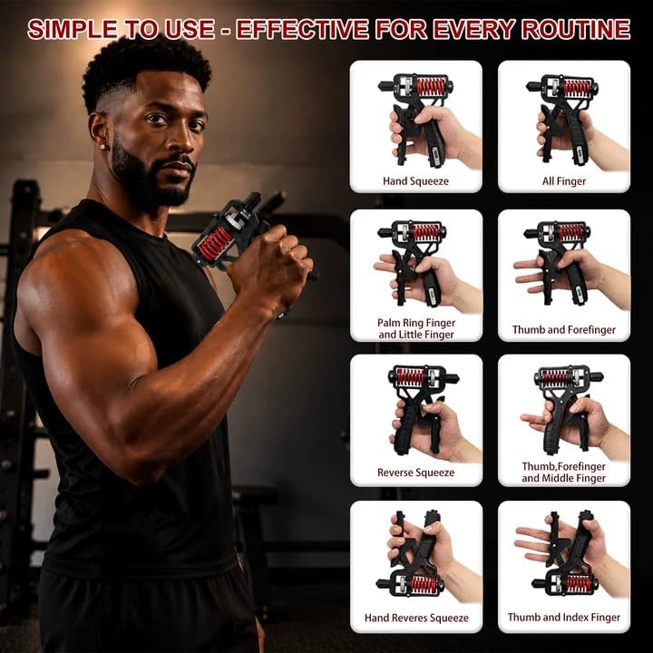 Adjustable Hand Grip Strengthener - Build Forearm Strength & Relieve Wrist Pain, 5 Resistance Levels for Home/Gym Use