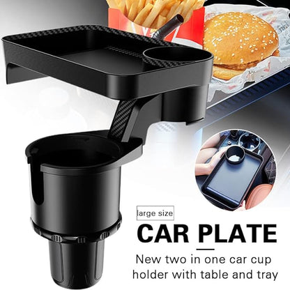 Car Cup Holder Expander Adapter (Adjustable) - Multifunctional Car Dining Plate 360 Degree Rotating Cup Position Rack for Car Cup Holder Car Dining Plate