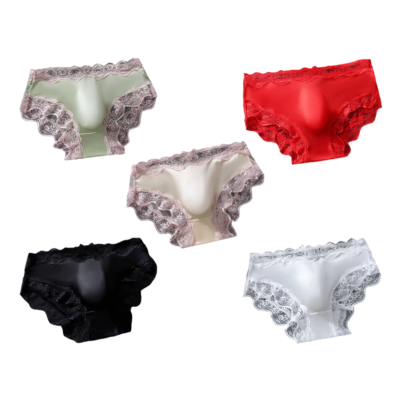 Men's sexy lace briefs with 3D breathable pouch