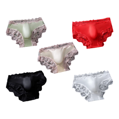 Men's sexy lace briefs with 3D breathable pouch