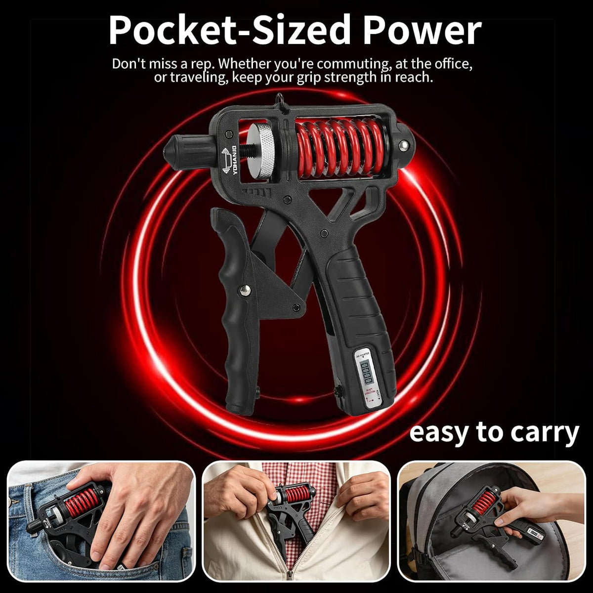 Adjustable Hand Grip Strengthener - Build Forearm Strength & Relieve Wrist Pain, 5 Resistance Levels for Home/Gym Use