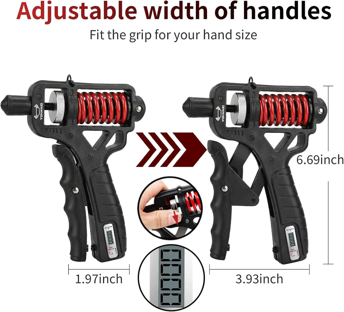 Adjustable Hand Grip Strengthener - Build Forearm Strength & Relieve Wrist Pain, 5 Resistance Levels for Home/Gym Use