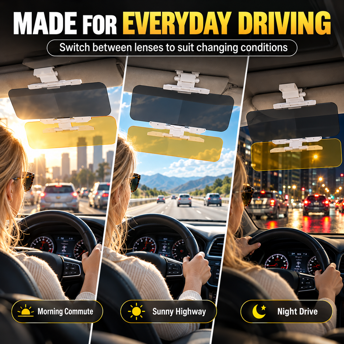🚗 Drive Safer Day & Night 🌙 Universal HD Anti-Glare Car Visor ✨