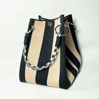 🏆👜 Limited-Time Sale: 50% OFF 🌴 Boho Striped Knit Bucket Handbag for Women – Handmade Summer Beach Shoulder Bag