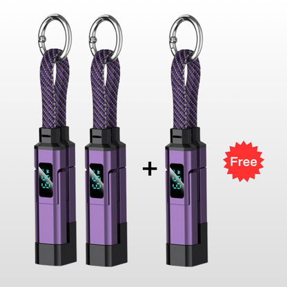 🔌 4-in-1 Charging Cable with Digital Display & Keychain – Fast-Charging, Kink-Resistant & Compact