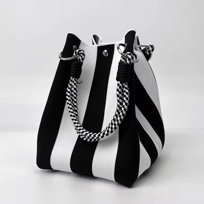 🏆👜 Limited-Time Sale: 50% OFF 🌴 Boho Striped Knit Bucket Handbag for Women – Handmade Summer Beach Shoulder Bag