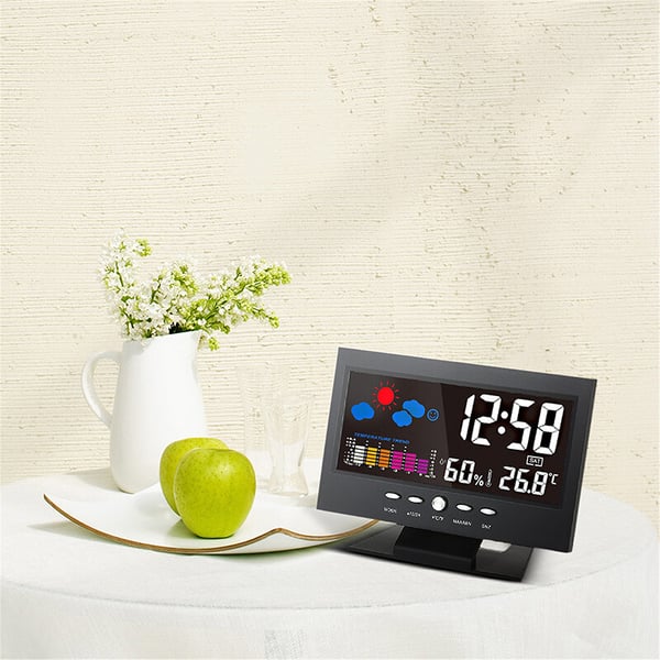 🔥Sale 44%🔥Digital LED Temperature Humidity Monitor Weather Forecast LED Table Alarm Clock