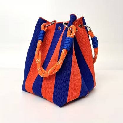 🏆👜 Limited-Time Sale: 50% OFF 🌴 Boho Striped Knit Bucket Handbag for Women – Handmade Summer Beach Shoulder Bag