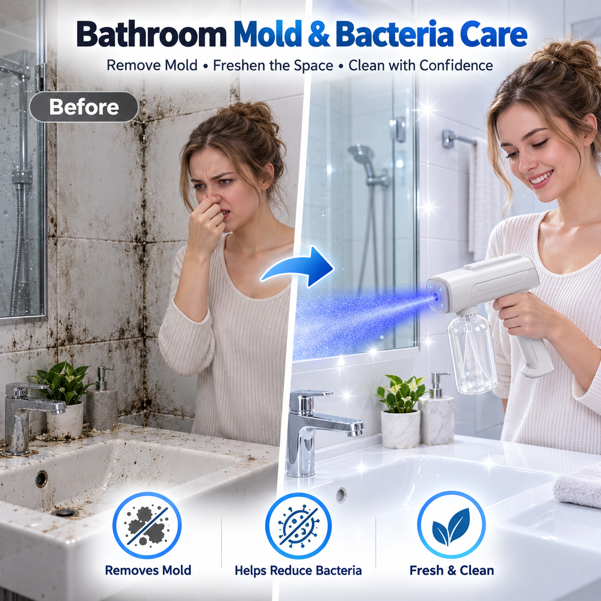 Wireless Handheld Nano Disinfection Spray Gun with Blue Light