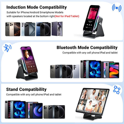 5-in-1 wireless Bluetooth speaker with induction function and adjustable cell phone holder