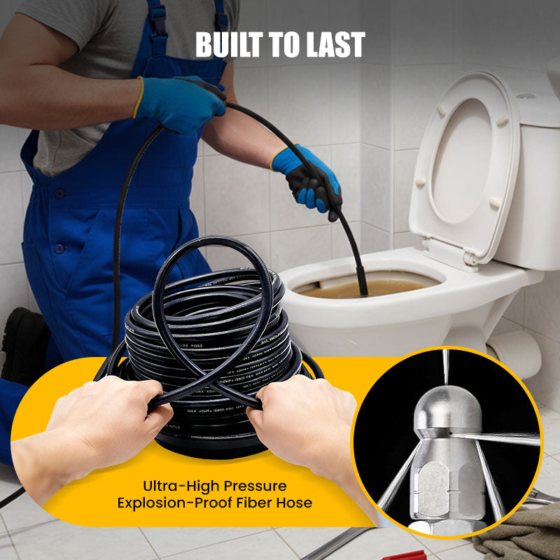🚿 5800 PSI sewer cleaning kit – Rotating nozzle and reinforced hose for unclogging pipes 🛠️✨ – Free shipping