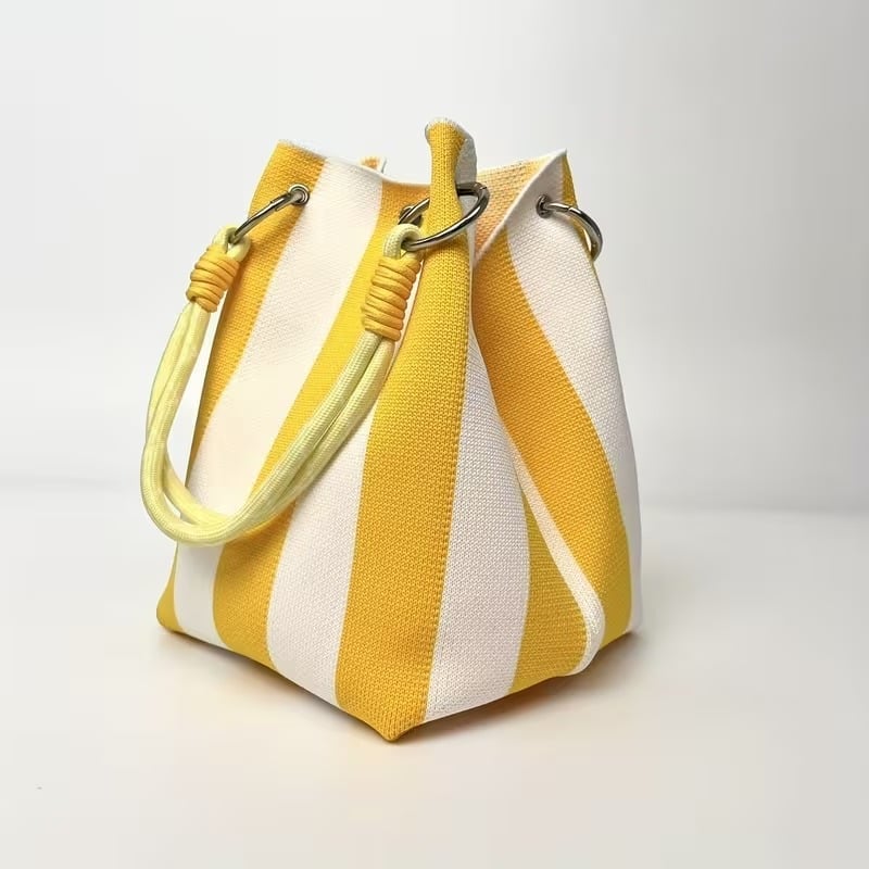 🏆👜 Limited-Time Sale: 50% OFF 🌴 Boho Striped Knit Bucket Handbag for Women – Handmade Summer Beach Shoulder Bag