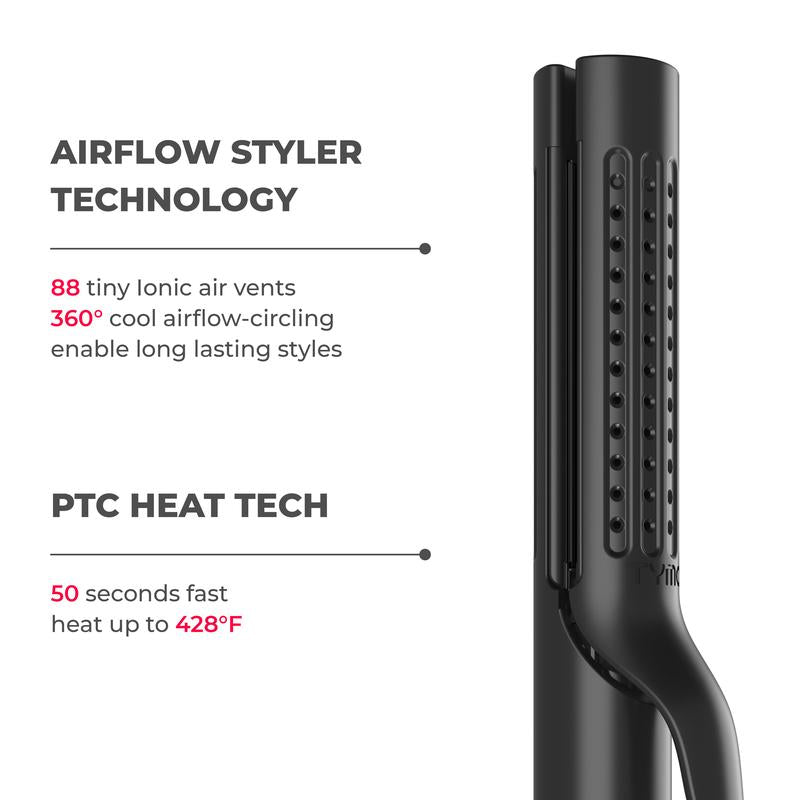 AIRFLOW 2-in-1 Hair Straightener & Curling Iron – 360° Cooling Air Curler with Tourmaline Coating