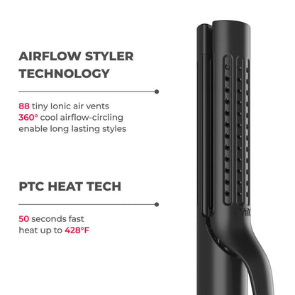 AIRFLOW 2-in-1 Hair Straightener & Curling Iron – 360° Cooling Air Curler with Tourmaline Coating